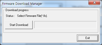 5-3 Instruções para carregamento do firmware 1. Abra o Utilitário unificado. 2. Execute o Firmware Download Manager para carregar o arquivo do firmware (extensão: *.fls). 3.