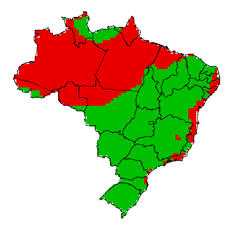 Grosso, o sul de Mato Grosso do Sul e a área litorânea que se estende desde o Rio de Janeiro até o Rio Grande do Norte apresentam grandes áreas de favorabilidade à doença.