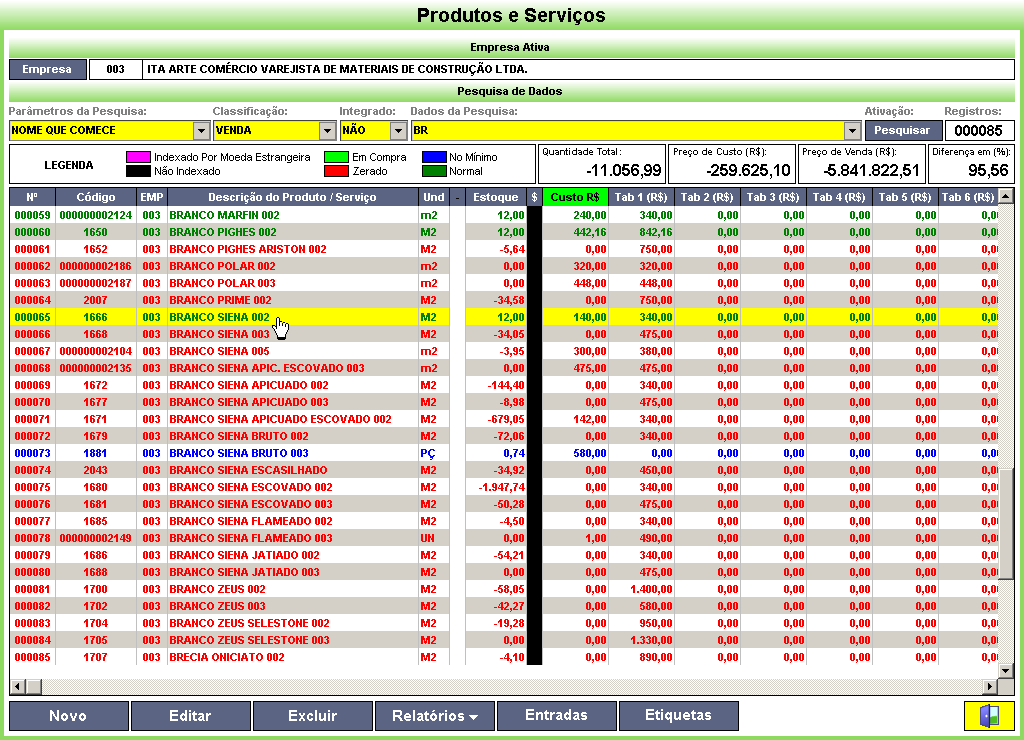 12 Observe que o material referente ao meu segundo lançamento, também já está com o saldo de estoque