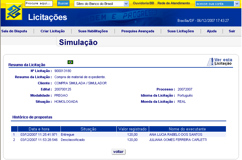 Na opção de ver lances, os fornecedores serão identificados pelo tipo de empresa que representam: ME Micro Empresa EPP Empresa de Pequeno Porte COOP - Cooperativa OE Outras Empresas Para os lotes com