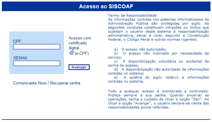 P á g i n a 33 3 ÁREA DE TREINAMENTO DO SISCOAF Ambiente destinado à realização de testes e treinamento.