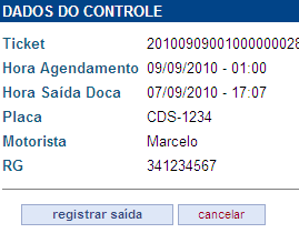 CTIV :: Saída Portaria Informe / escaneie o número do Ticket para fazer saída da portaria Confirme os dados do