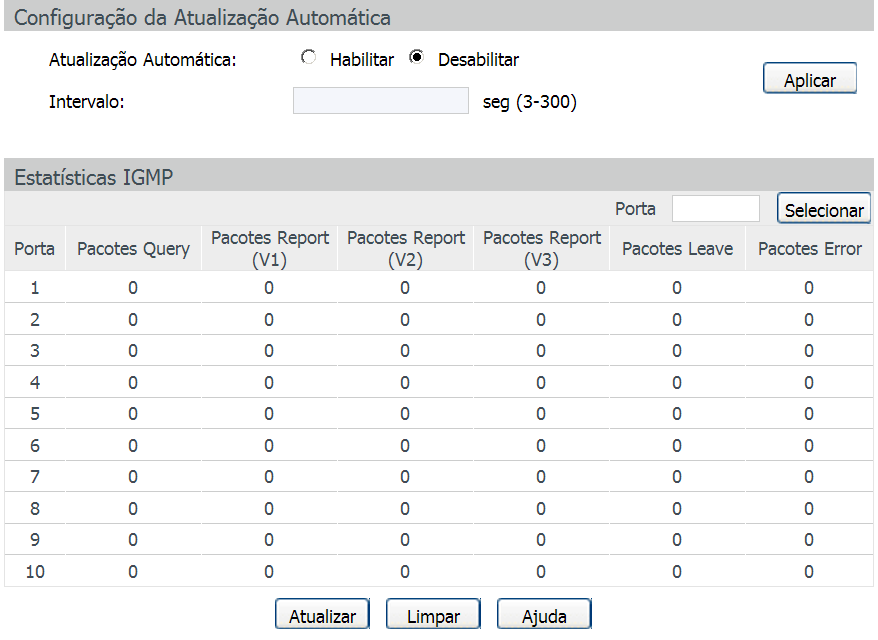 Procedimento de configuração Passo Operação Descrição 1 2 Configure a faixa de endereços IP Multicast que será utilizada pelo Filtro Multicast.