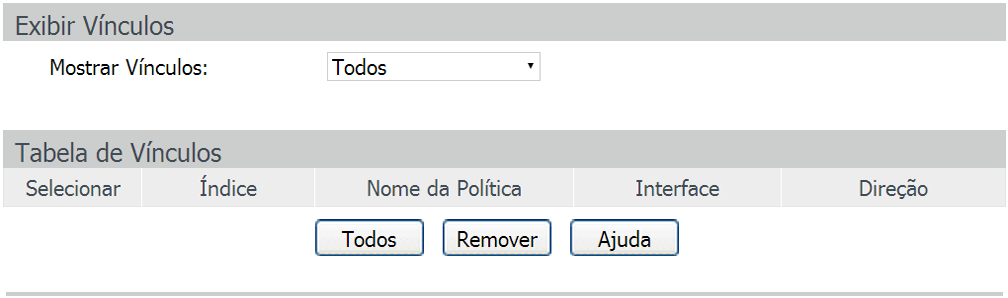 Criar ação Nesta página é possível criar as ações da política de ACL, associando a política a uma determinada regra de ACL configurada.