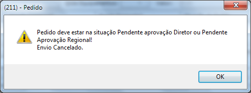 Comercial Pedido o Envio do Pedido para o CRM. (211) Pedido Envio de Pedido para CRM.