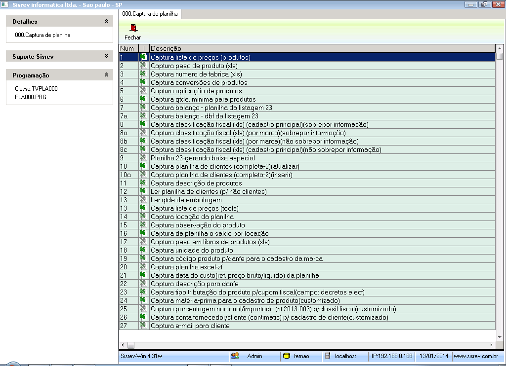 Lista de preços de fabricantes: Tem opções de configurar e ler planilhas no padrão Excel, facilitando a