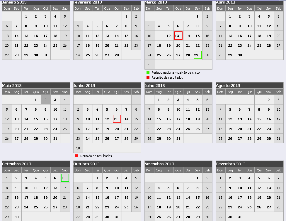 83 8. CALENDÁRIO E REUNIÕES No software, há um calendário onde é possível cadastrar eventos, feriados e reuniões.