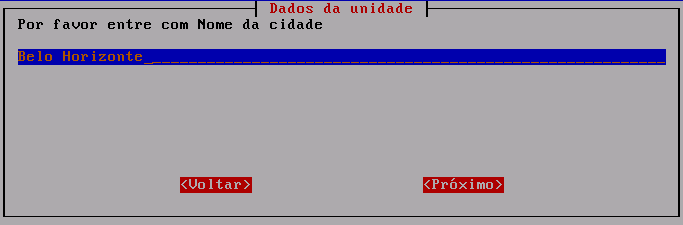 A tela Dados da unidade será exibida. Informe o nome da unidade do Telecentro.