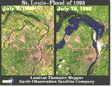 Cheia do Rio Mississipi: 1993 As cheias do meio-oeste de 1993 são melhor vistas e entendidas do ponto de vista de um satélite.