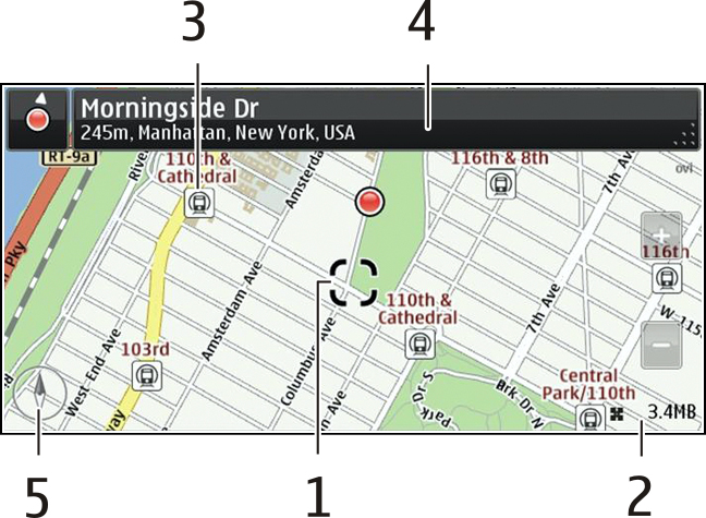 Mapas 77 Para evitar o download automático de novos mapas de ruas, no menu principal, selecione > Internet > Conexão > Off-line. A cobertura de mapa varia por país e região.