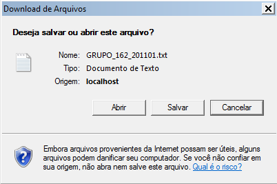 Folha de Pagamento Para abrir ou salvar estes arquivos, o usuário deverá