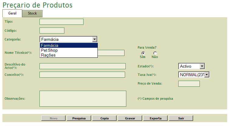 Carregamento de dados para o preçário O carregamento de dados para o preçário tem como objectivo a elaboração de uma tabela de preços ou preçário que servirá de guia para a facturação.