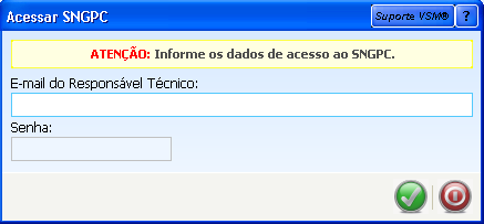 21º) O sistema pedirá os dados de acesso do responsável técnico na ANVISA e enviará o arquivo no formato XML, contendo os balanços. Obs.