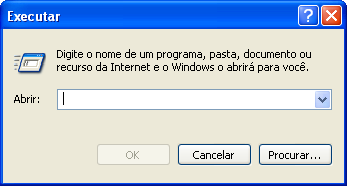 Figura 39 Iniciando o comando Executar Será apresentada uma janela, conforme ilustra a Figura 40.
