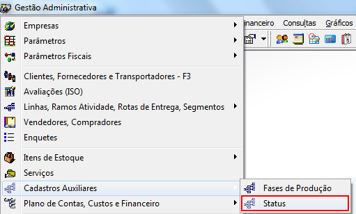 Figura 17 Auditoria do Cadastro de Códigos de Operação. 3.12 CADASTRO DE STATUS Adicionado status com cadastro próprio que atuará na reservar de estoque.