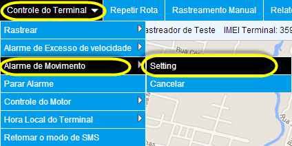 Selecione o tamanho da área que o veiculo pode movimentar, clicando