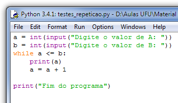 Python Arquivo de script Podemos criar um arquivo de texto onde iremos escrever um programa completo (script) e executar de uma só vez pressionando F5.