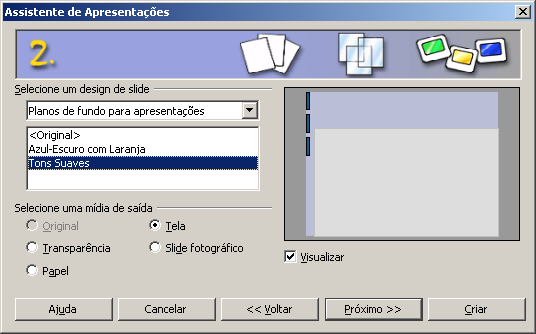 2 Assistente de Apresentação Sempre que abrir o BrOffice.