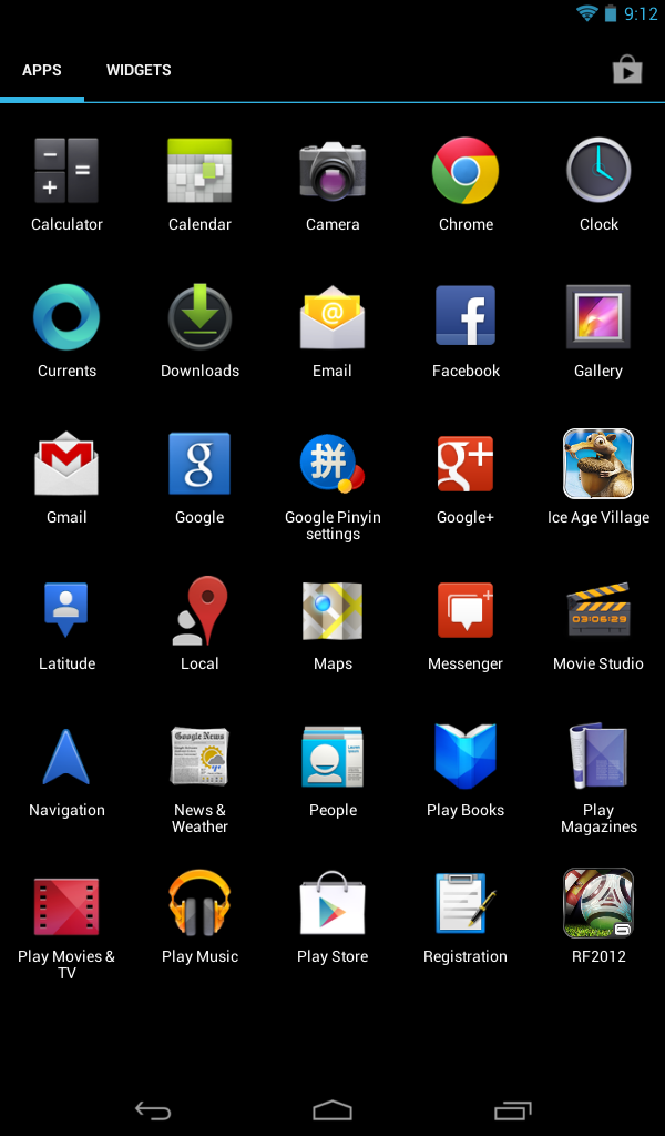 O menu de aplicativos O menu de aplicativos exibe aplicativos e widgets disponíveis em seu tablet. Os aplicativos são exibidos em ordem alfabética.