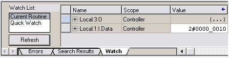 Para monitorar as variáveis do escopo do controlador, clique com o botão direito do mouse em Controller Tags e selecione a opção Monitor Tags. Será apresentada uma janela como a da Fig.