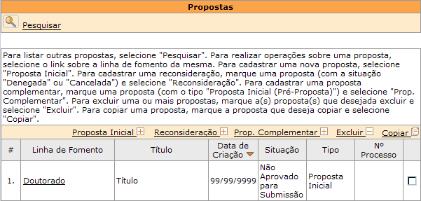 No exemplo acima, a reconsideração deve ser feita com base na proposta #1.