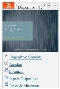 Além de lhe oferecer a possibilidade de ver difusões de apresentações, o Visualizador do Microsoft PowerPoint Mobile permite ver as apresentações ao ritmo de cada um, navegando