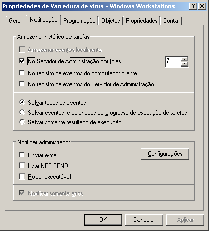 G E R E N C I A M E N T O D A O P E R A Ç Ã O D E A P L I C A T I V O S Salvar todos os eventos. Salvar eventos relacionados ao progresso de execução de tarefa. Salvar somente resultado da execução.