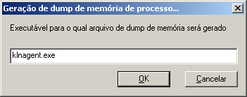 C O M P U T A D O R E S C L I E N T E S Na janela que abrir, especifique o arquivo executável para o qual o arquivo de dump de memória deve ser gerado (veja a figura abaixo). Figura 146.