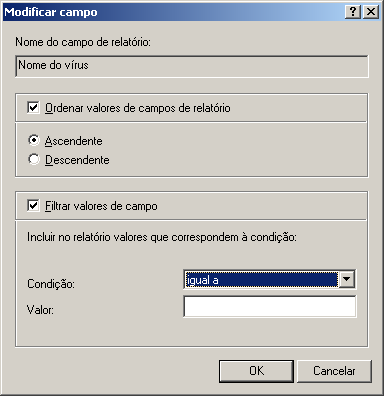 R E L A T Ó R I O S E N O T I F I C A Ç Õ E S para utilizar os registros no campo de filtro, marque a caixa Filtrar valores de campo e especifique o critério