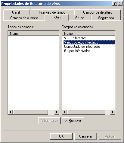 R E L A T Ó R I O S E N O T I F I C A Ç Õ E S A guia Totais (veja a figura abaixo) contém campos calculados (somados) do relatório.