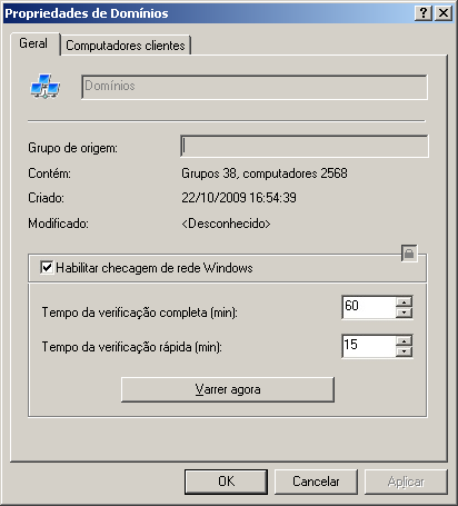 G U I A D E R E F E R Ê N C IA Para visualizar e modificar rapidamente as configurações para a checagem da rede Windows, use o link Editar configurações de descoberta no painel de resultados do nó