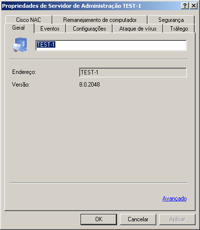 G E R E N C I A M E N T O D E S E R V I D O R E S D E A D M I N I S T R A Ç Ã O número da versão do aplicativo instalado. Figura 15. Visualização das propriedades do Servidor de Administração.