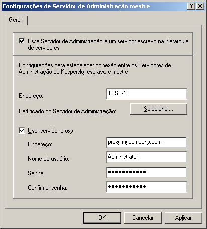G E R E N C I A M E N T O D E S E R V I D O R E S D E A D M I N I S T R A Ç Ã O Se você estiver conectando através de um servidor proxy, marque a caixa Usar servidor proxy.