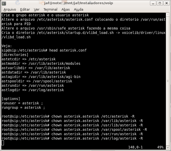 Configurações Asterisk