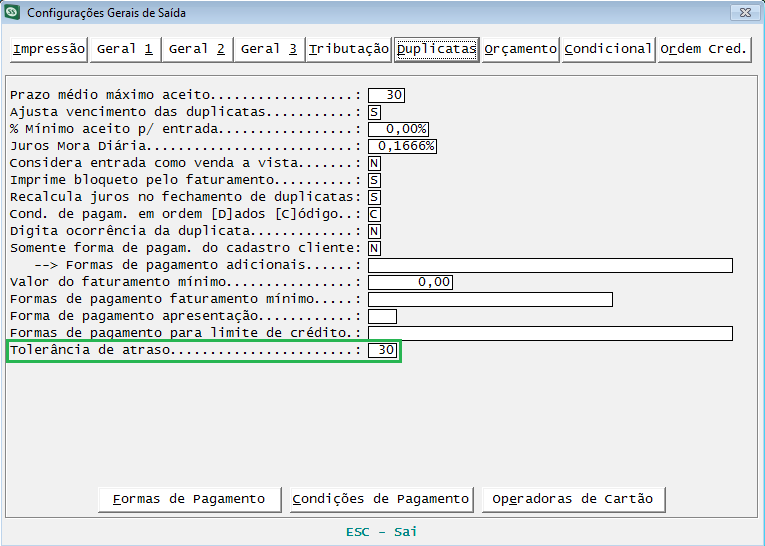 20 NOTAS DE RETAGUARDA 82712 - Configuração para bloqueio de venda Realizada melhoria no SS Plus onde foi alterada a configuração Tolerância de Atraso da Aba Geral 2 (Comercial/B/B/Configura/B) para