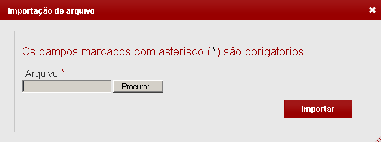 Volte ao sistema de Controle Patrimonial acessando o módulo Bens->Cadastrar etiqueta patrimonial. Clique no botão Importar.