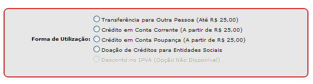 6. Conta Corrente do Consumidor (Créditos Liberados) Esta funcionalidade permite ao consumidor consultar e utilizar os créditos liberados. 6.