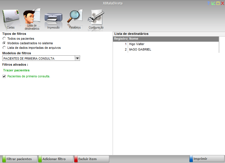 COMO FILTRAR PACIENTE PARA ENVIO DE UMA MALA DIRETA?