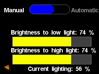26 CAPÍTULO 3. CONFIGURAÇÃO 3.4.2 Configuração do Brilho da Tela Neste menu, ajusta-se as opções de brilho da tela. A figura 3.15 mostra as opções disponíveis. Figura 3.