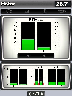 Visualizar informações Seleccionar o número de motores apresentados nos calibres Os calibres do motor podem apresentar informações até quatro motores. 1.
