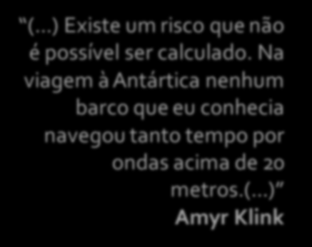 ondas acima de 20 metros.(...) Amyr Klink (.