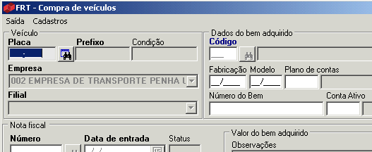 PÁGINA: 11/13 3.4. Cadastro da Compra do veículo Após informar os dados do veículo é necessário efetuar a compra do mesmo conforme abaixo. MENU: Movimentação OPÇÃO: Compra de Veículos 3.4.1. Cadastrar dados da compra do veículo Nesta tela informar a placa do veículo no campo Placa, o sistema buscará automaticamente as informações do veículo.