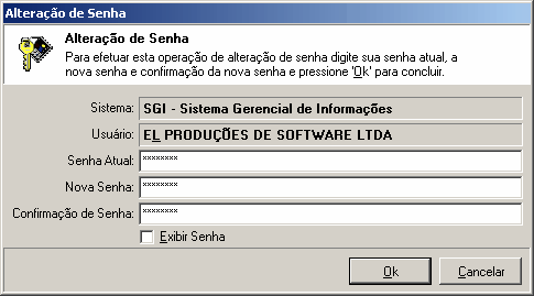 Submenus do menu Login: Através desta tela é possível fazer a troca de usuário no sistema sem que seja necessário fechar o mesmo para isso.