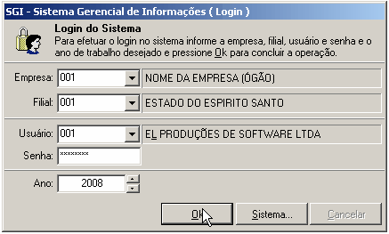 Novo Login: Nesta tela podemos logar no sistema, trocando de usuário, empresa ou filial, sem necessariamente fecharmos a tela do sistema que estavamos usando.