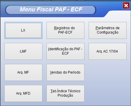 22 Uma das principais mudanças do PAF-ECF foi a inclusão da tela do Menu Fiscal no aplicativo, concentrando todas as opções necessárias