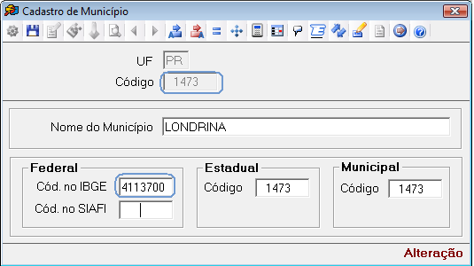 Município: Informar o código do município.