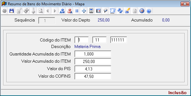 Seqüência: Informar a seqüência dos ITENS movimentados nos departamentos. Código do Produto: Informar o código do produto movimentado no depto.