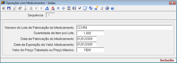 Número do Lote de Fabricação do Medicamento: Informar o número do lote de fabricação do medicamento apresentado no detalhamento.