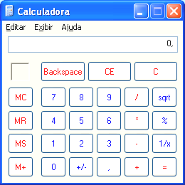 CALCULADORA A calculadora apresenta no monitor uma calculadora com dois modos. Modo Padrão e Científico. O uso desse acessório pode ser feito de duas maneiras.