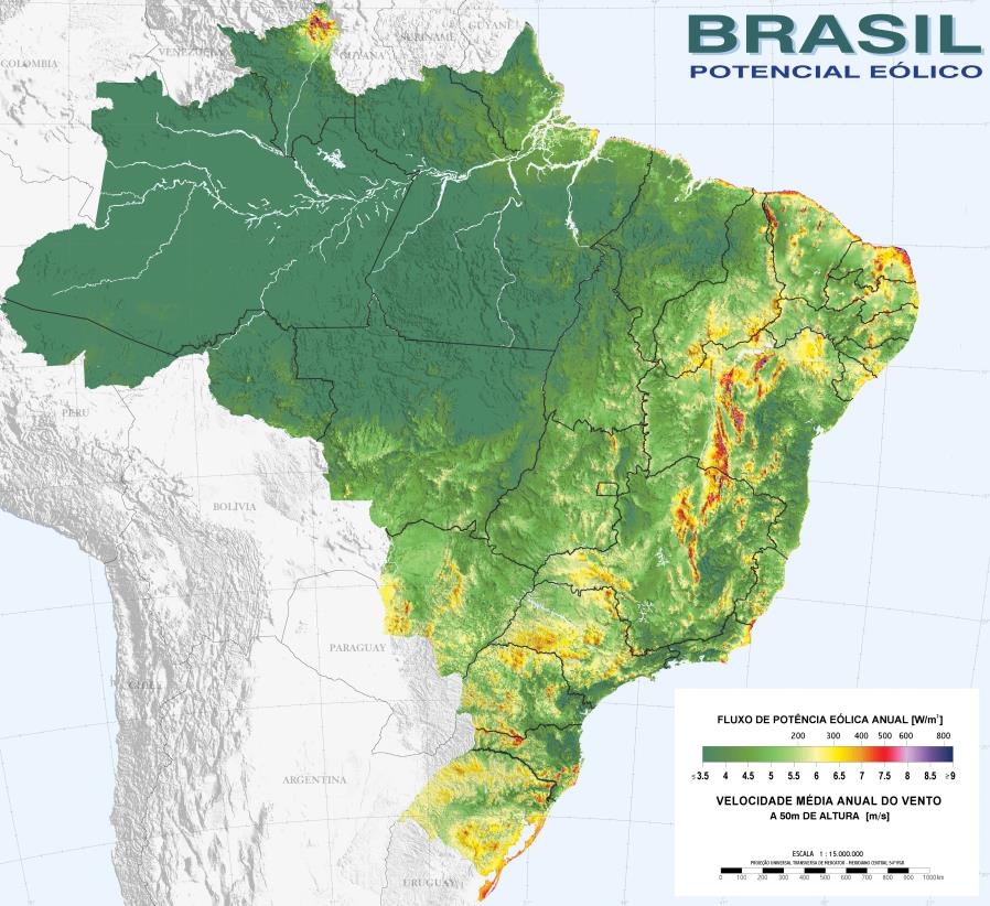 Site único para geração de energia eólica Localização Geográfica com 5,8 GW na Bahia Direção do Vento Constante Fonte: CRESESB Fonte: Renova Energia Características do Site : Site único no Brasil e